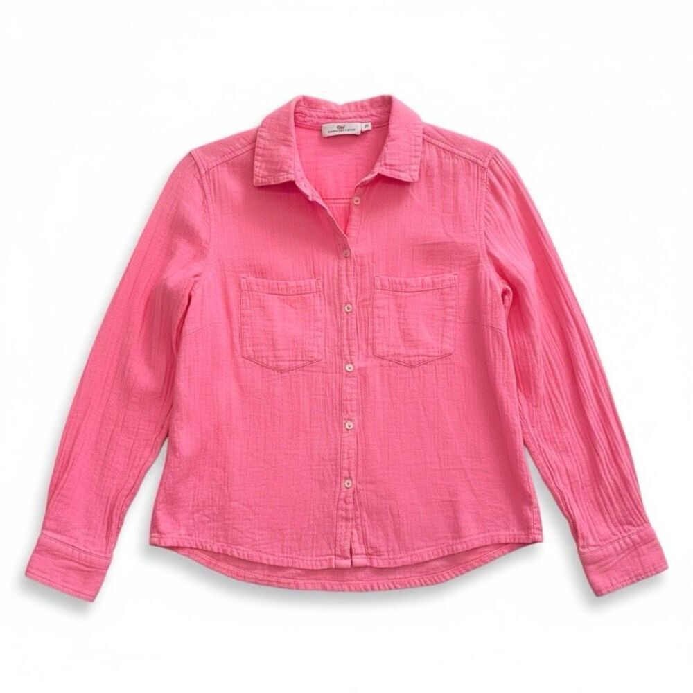 Vineyard Vines Button Down Shirt Pink Cotton Preppy Coastal Women XS